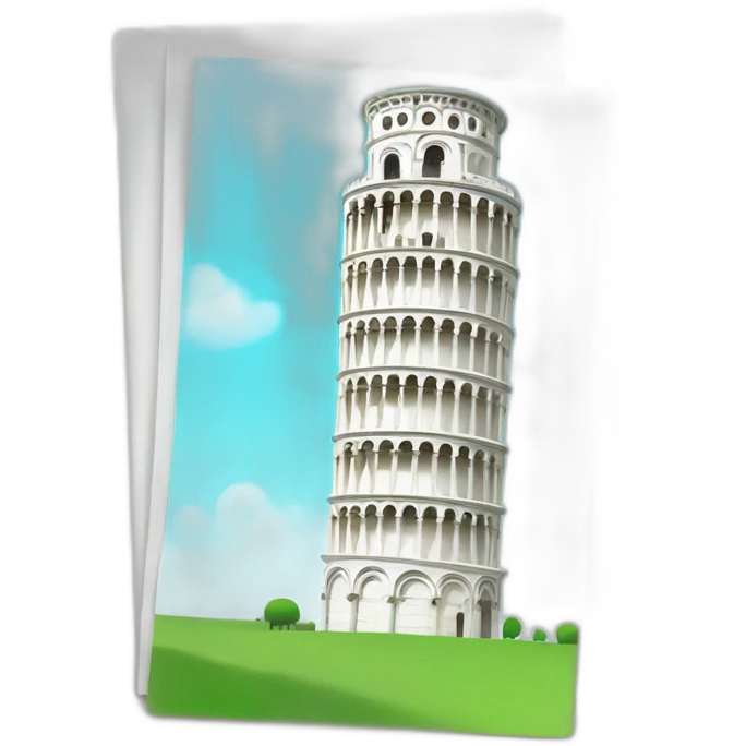 A colorful flashcard about the Leaning Tower of Pisa emoji