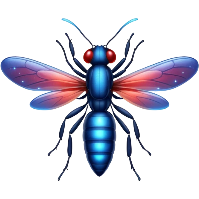 glitter red and blue firefly emoji