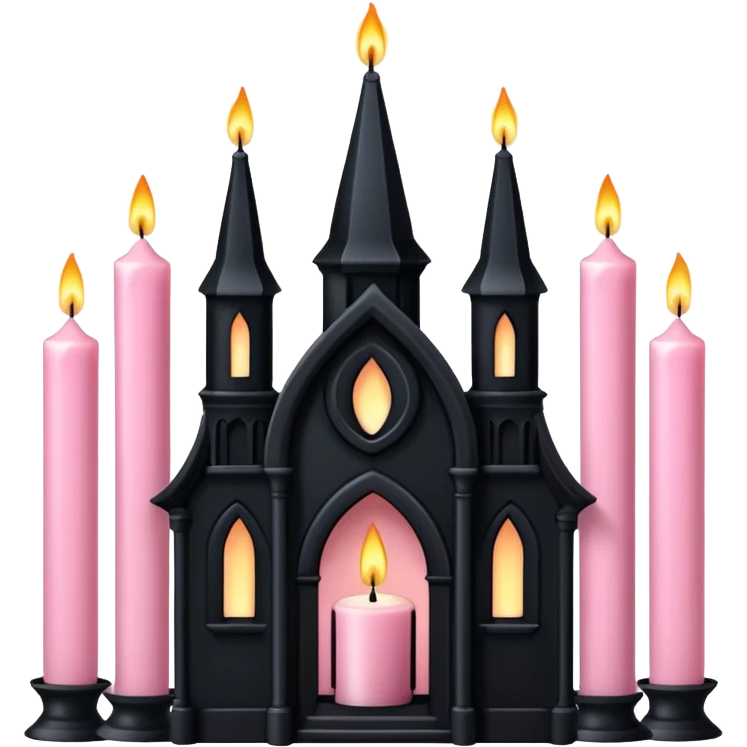 Black gothic architecture with light pink candles emoji