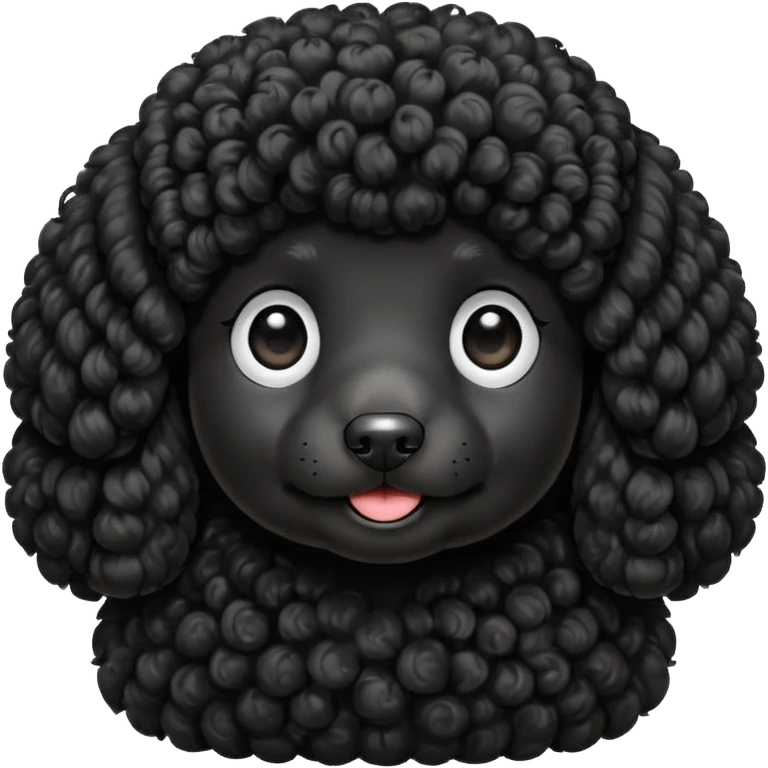 black poodle, round face emoji