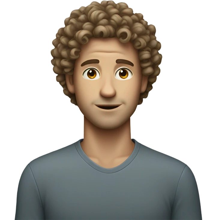 White dude with curly hair and a small face emoji