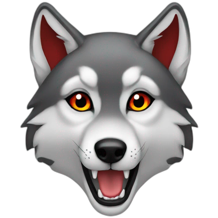 Female wolf black red eyes  emoji