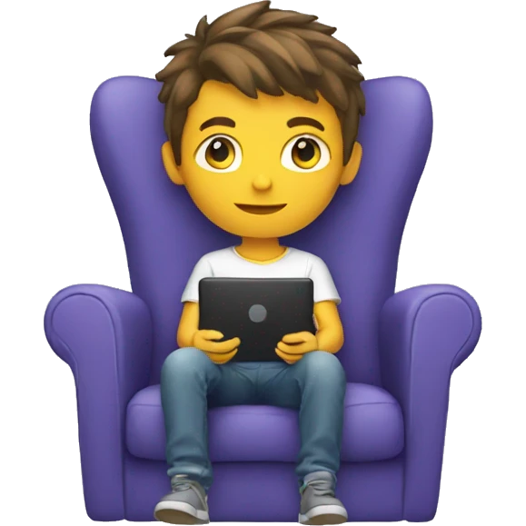 Boy sitting on gaming chair emoji