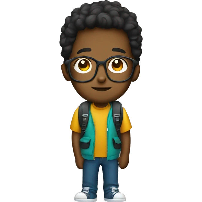 Cute boy wearing glasses and backpack emoji