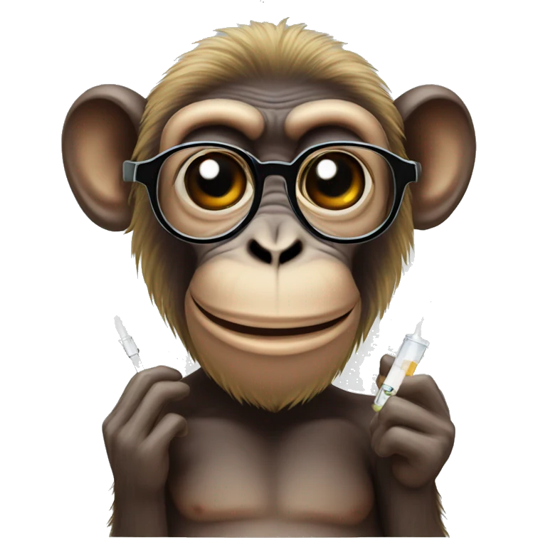 monkey with vape and glasses with neck muscles emoji