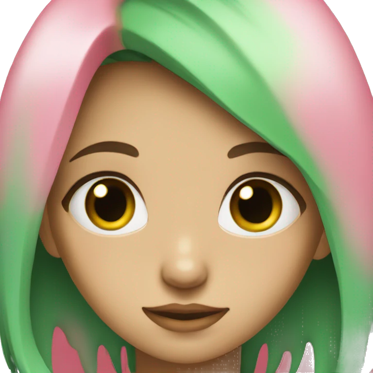 Girl with green hair and pink eyes emoji