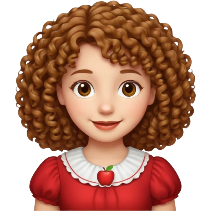 curly light brown haired girl emoji, smiling face, apple style emoji