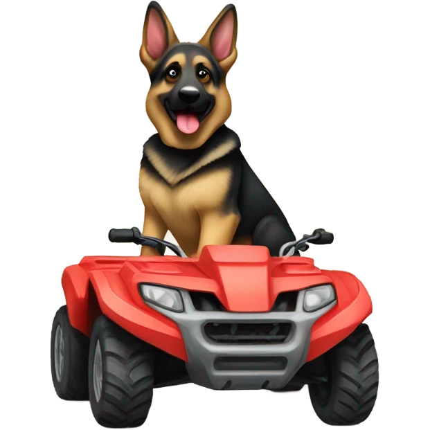 German shepherd riding an atv emoji