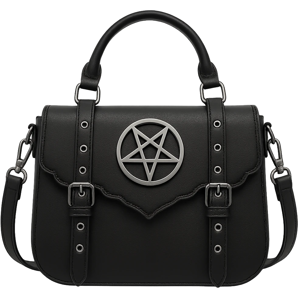 Back white goth purse without background emoji