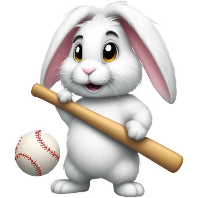 Fluffy bunny rabbit with a bat emoji