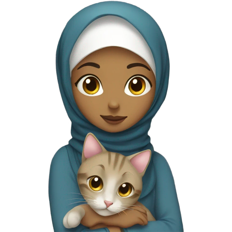 Hijabi girl with cat emoji