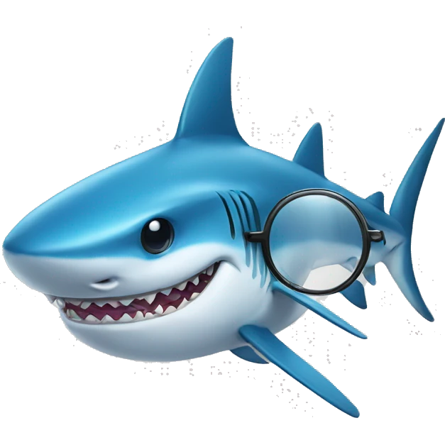 blue shark with glasses emoji