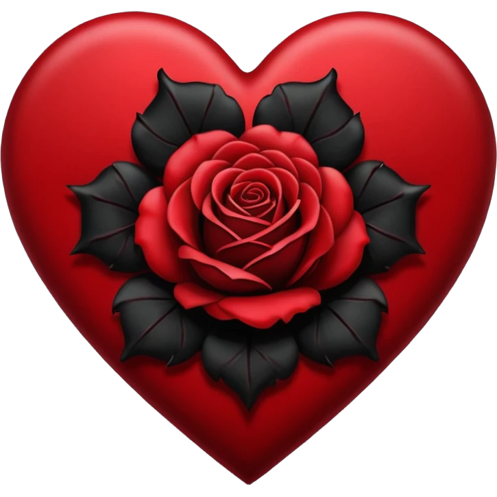 heart with gothic black rose petals emoji