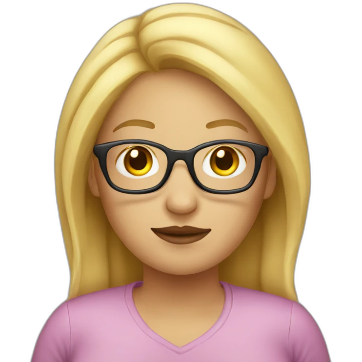 lady with blond hair and glasses fat emoji