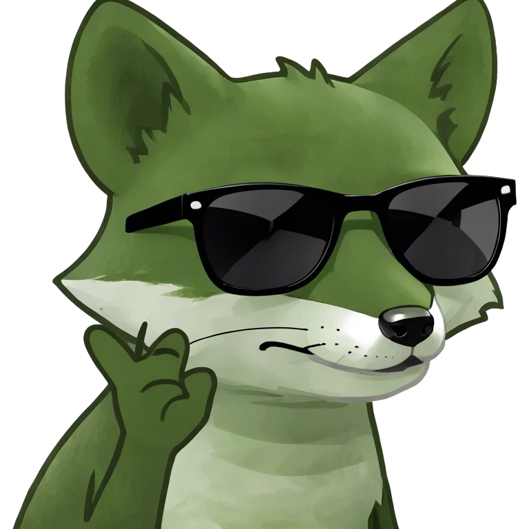 Baby fox with sunglasses giving an attitude emoji