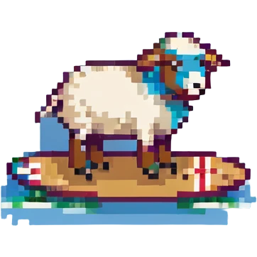 a sheep surfboarding emoji