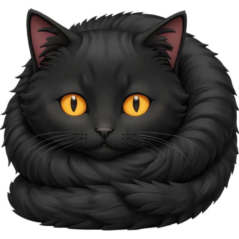 Curled Sleeping Cat black emoji