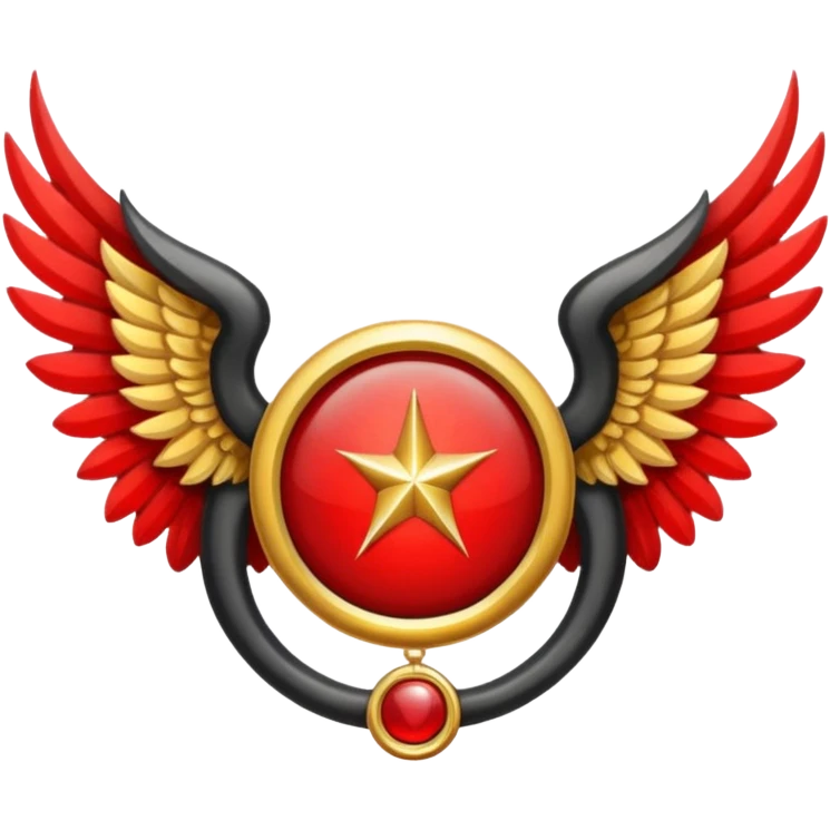 Holy Emblem with black wings and horn and red in the middle emoji