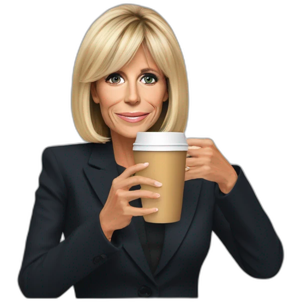 Brigitte-Macron-drink-coffee emoji