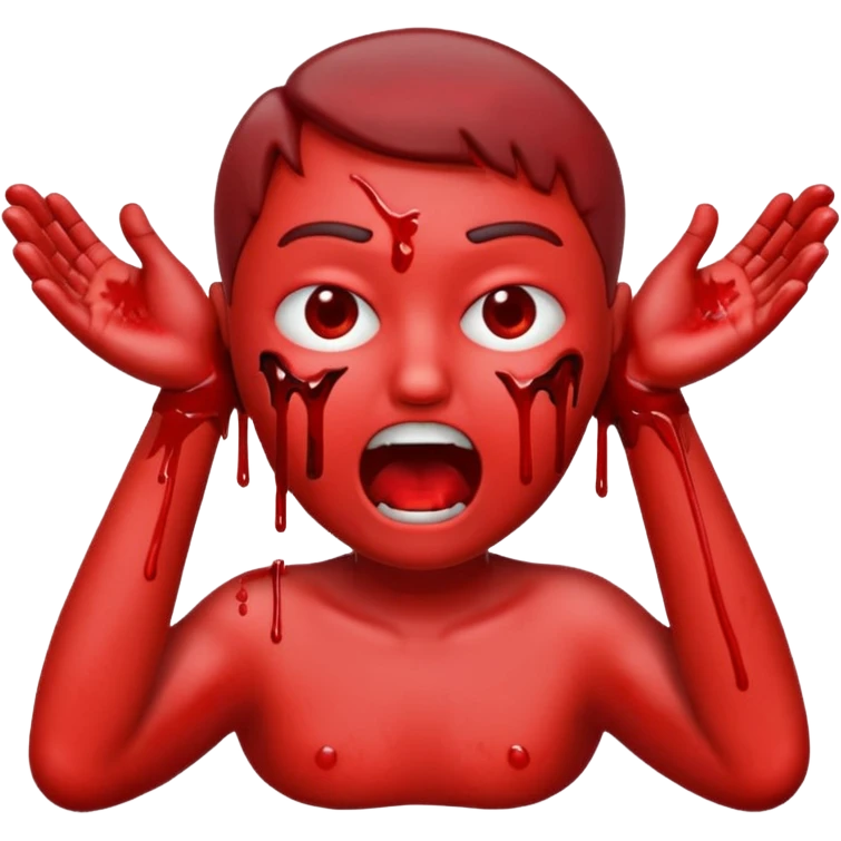 a emoji head choking itself
with both its hands around its neck very graphic with alot of gore emoji