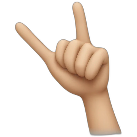 Very long fingers holding a thumb emoji