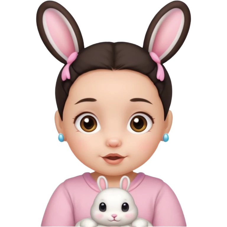 bunny ear accessory wearing baby dark haired bun emoji