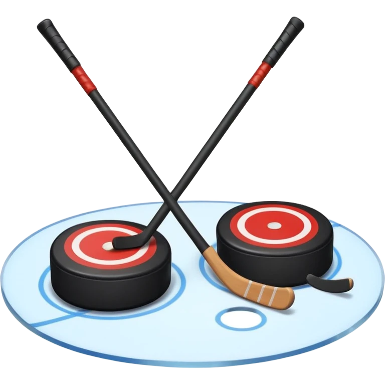 two hockey sticks crossing and a puck emoji