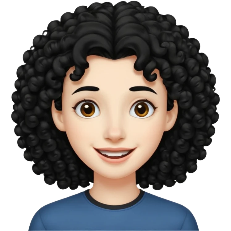 generate theatre mask emoji with a big curly black hair 

wide black smile, long and pointy white nose emoji
