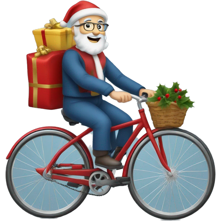 Le père Noël sur un  vélo sur la mère  emoji