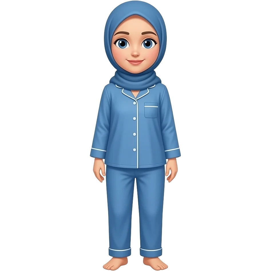 Blue Pajama shirt and pants terno with hijab white girl emoji