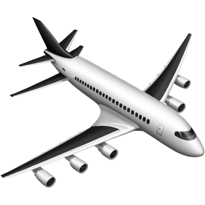 A commercial airplane side on that is black and white emoji