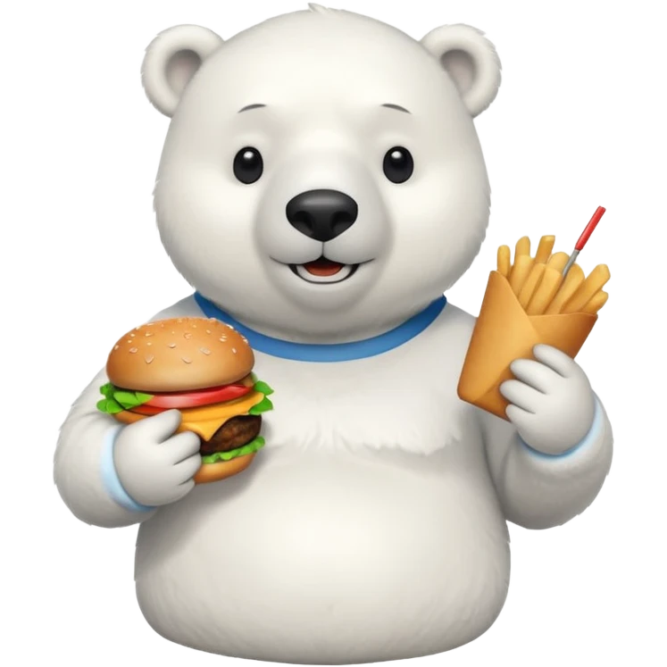 polar bear with burger wearing shirt emoji