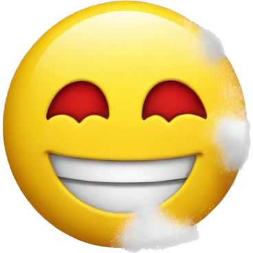 Yellow happy emoji with white powdered on his nose with red eyes  emoji