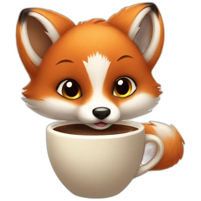baby fox drinking coffee emoji