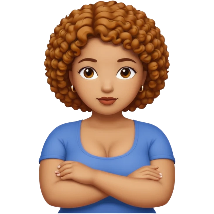 Curvy caramel skin woman with short curly natural hair arms Folded emoji