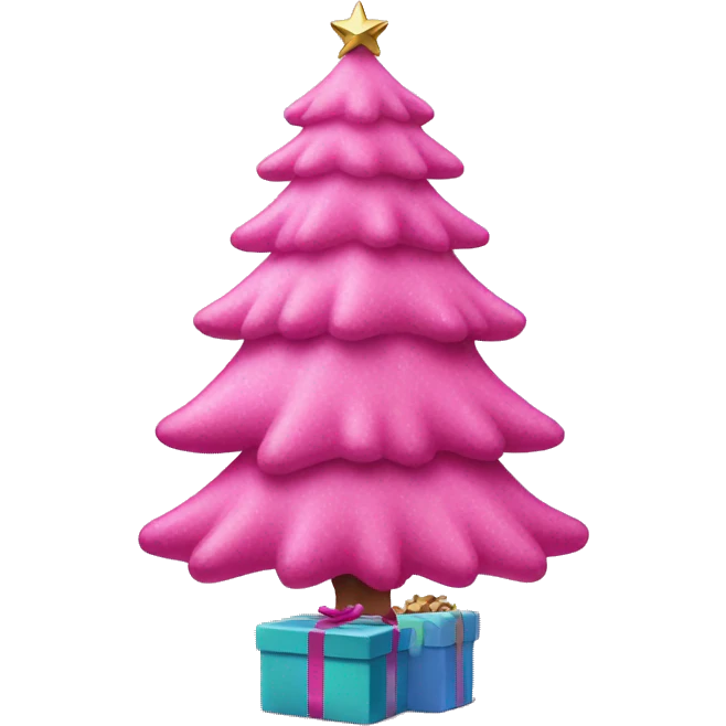 Pink Christmas tree with presents underneath  emoji