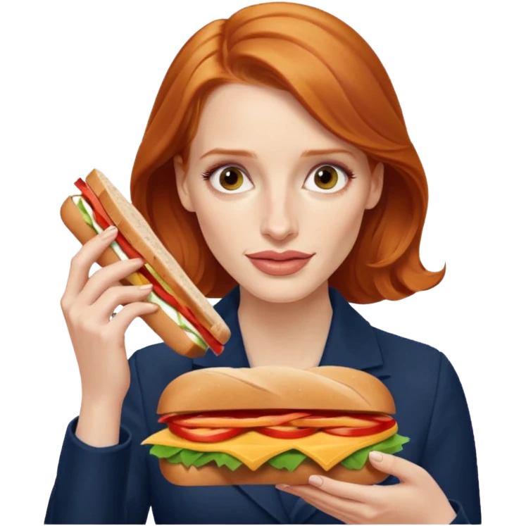 Jessica Chastain, making sandwich  emoji