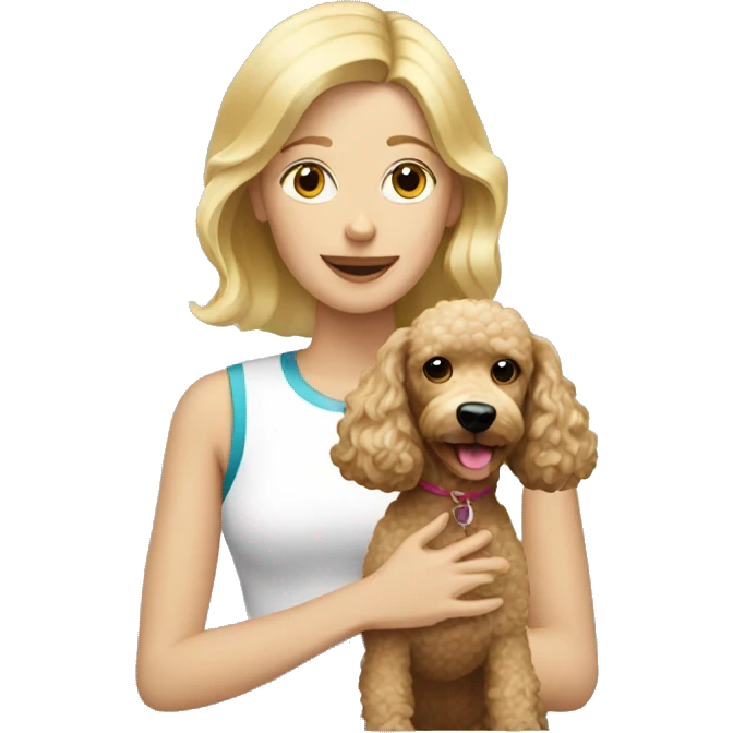 blonde woman with poodle dog  emoji