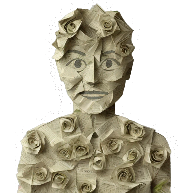 Person made of origami newspaper 420 roses hemp_leaves  emoji