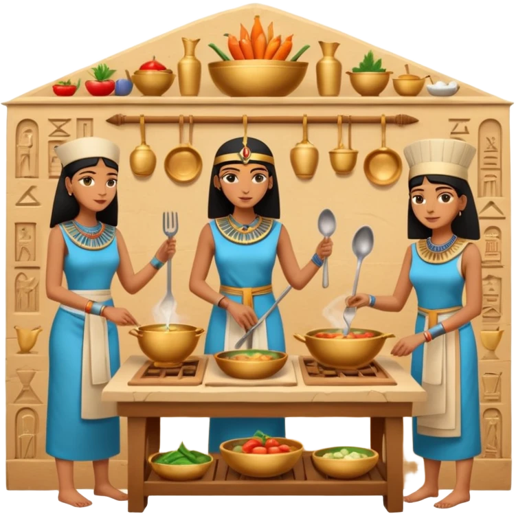 ancient Egyptian cooking scene in hieroglyphic style emoji