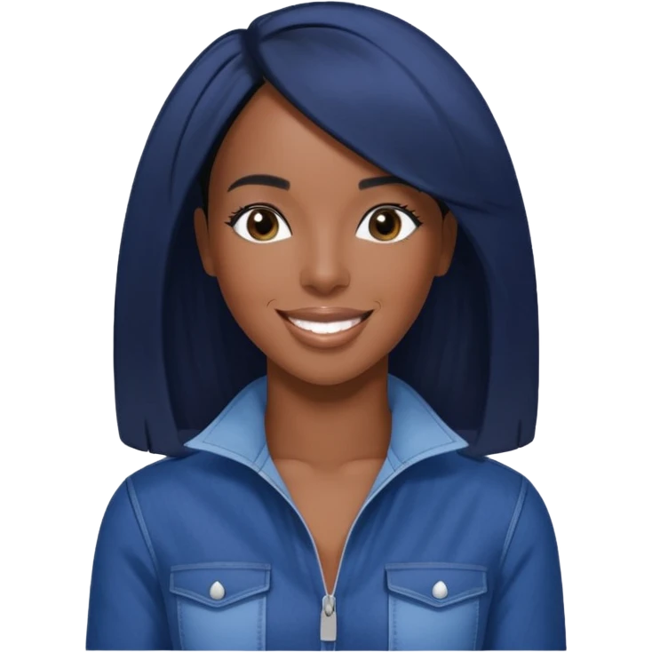Kelly Rowland from Destiny's Child with jet black hair, indigo outfit emoji