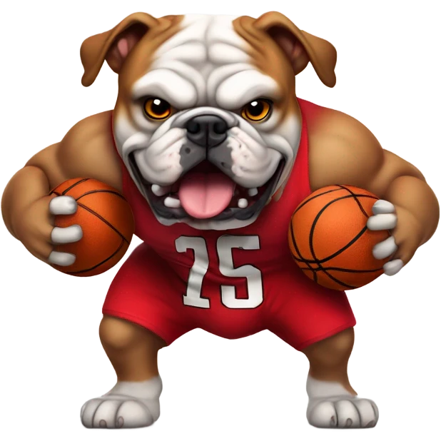 Aggressive Muscular Bulldog In red Basketball Jersey emoji