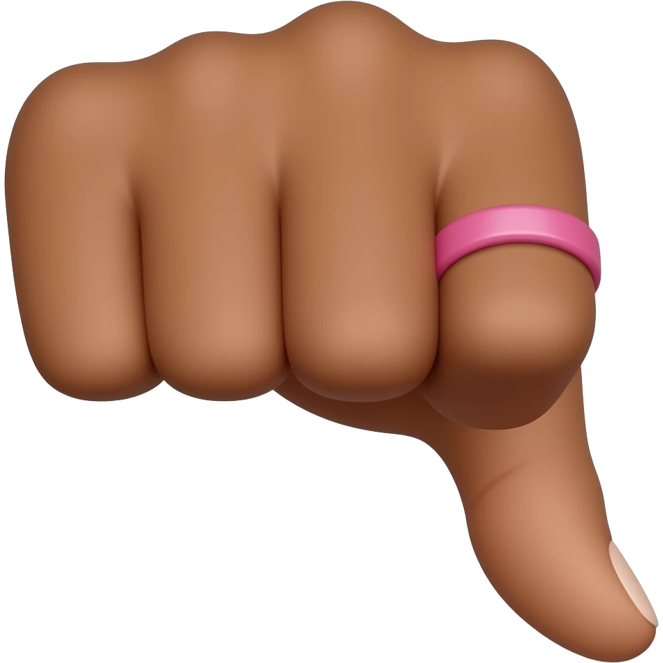 Brown skin hand with a pinky and ring finger down emoji