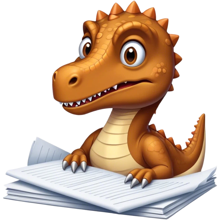 office dinosaur lying on papers emoji