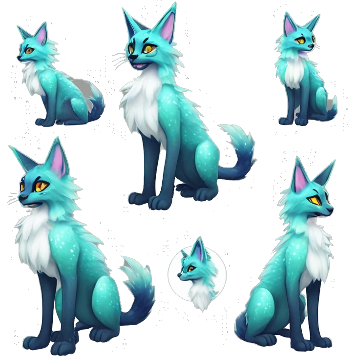 Epic Edgy Colorful ethereal eldritch Sergal-shiny sparkle Serval-Fionbri full body emoji