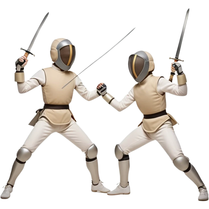 two people fencing with swords, dynamic pose emoji