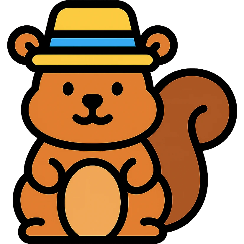 color outline icon of a squirrel with a hat emoji