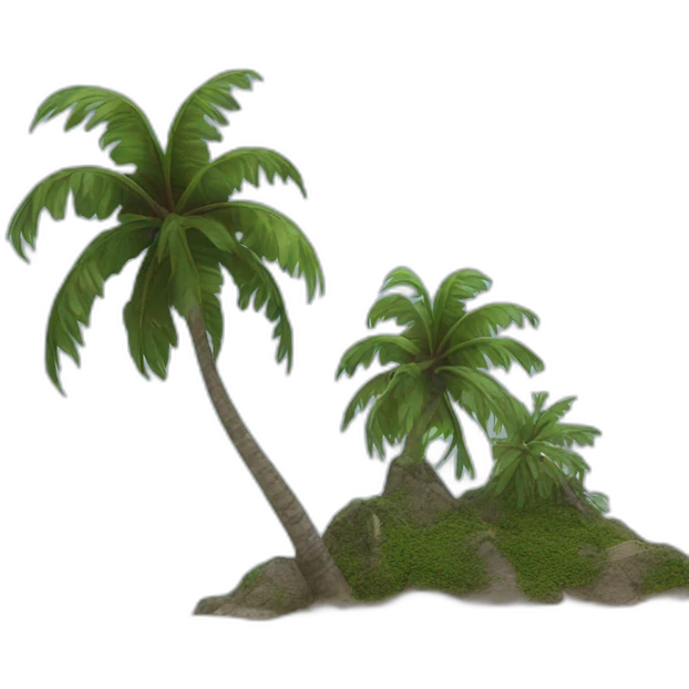burgundy coloured palm, on a small island emoji