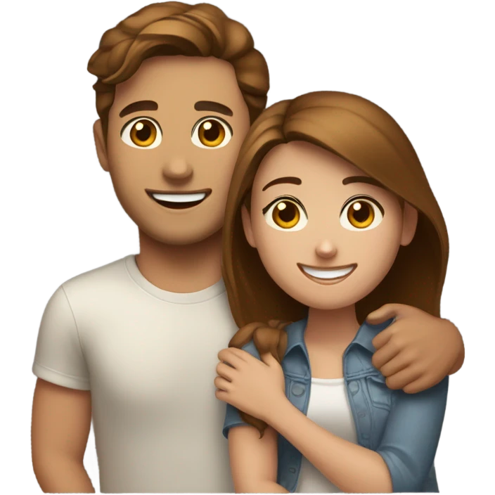 happy girl brown hair with guy friend brown hair indoors emoji