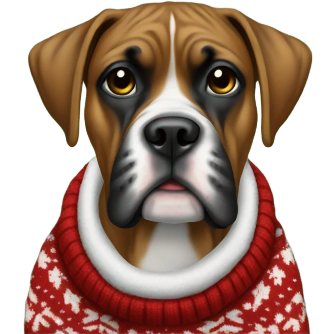 Boxer dog in a christmad sweater emoji